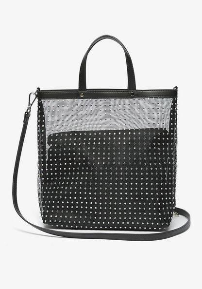 Haadana Embellished Shopper Bag with Top Handles and Removable Strap-Women%27s Handbags-image-0