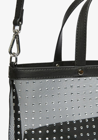 Haadana Embellished Shopper Bag with Top Handles and Removable Strap-Women%27s Handbags-image-5
