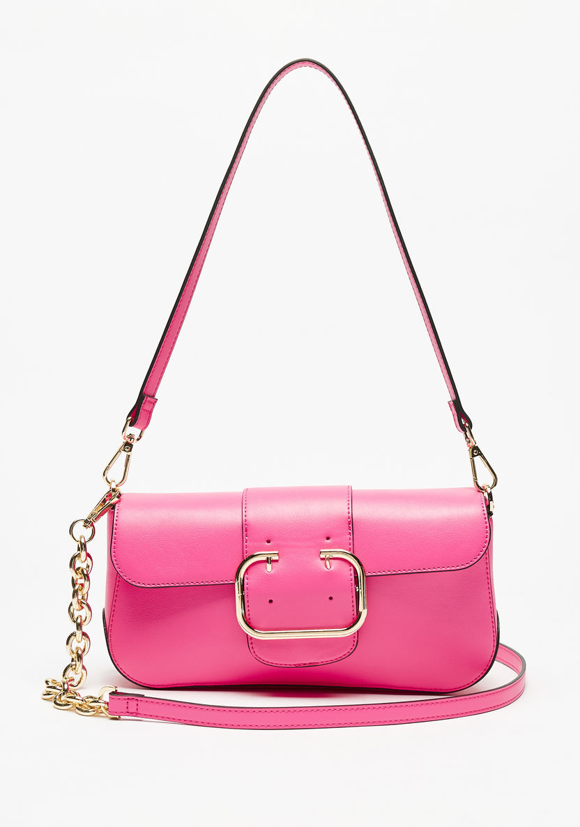 Haadana Solid Shoulder Bag with Buckle Detail-Women%27s Handbags-image-0