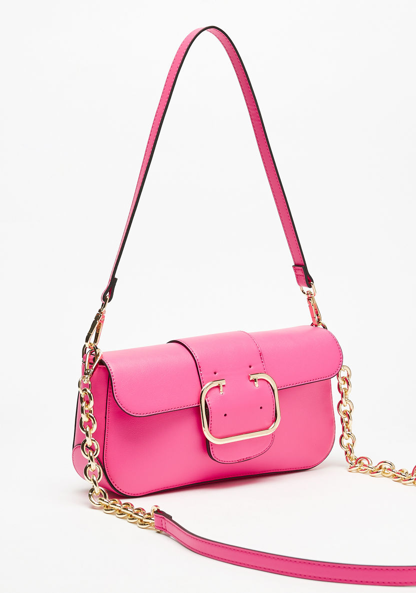 Haadana Solid Shoulder Bag with Buckle Detail-Women%27s Handbags-image-1