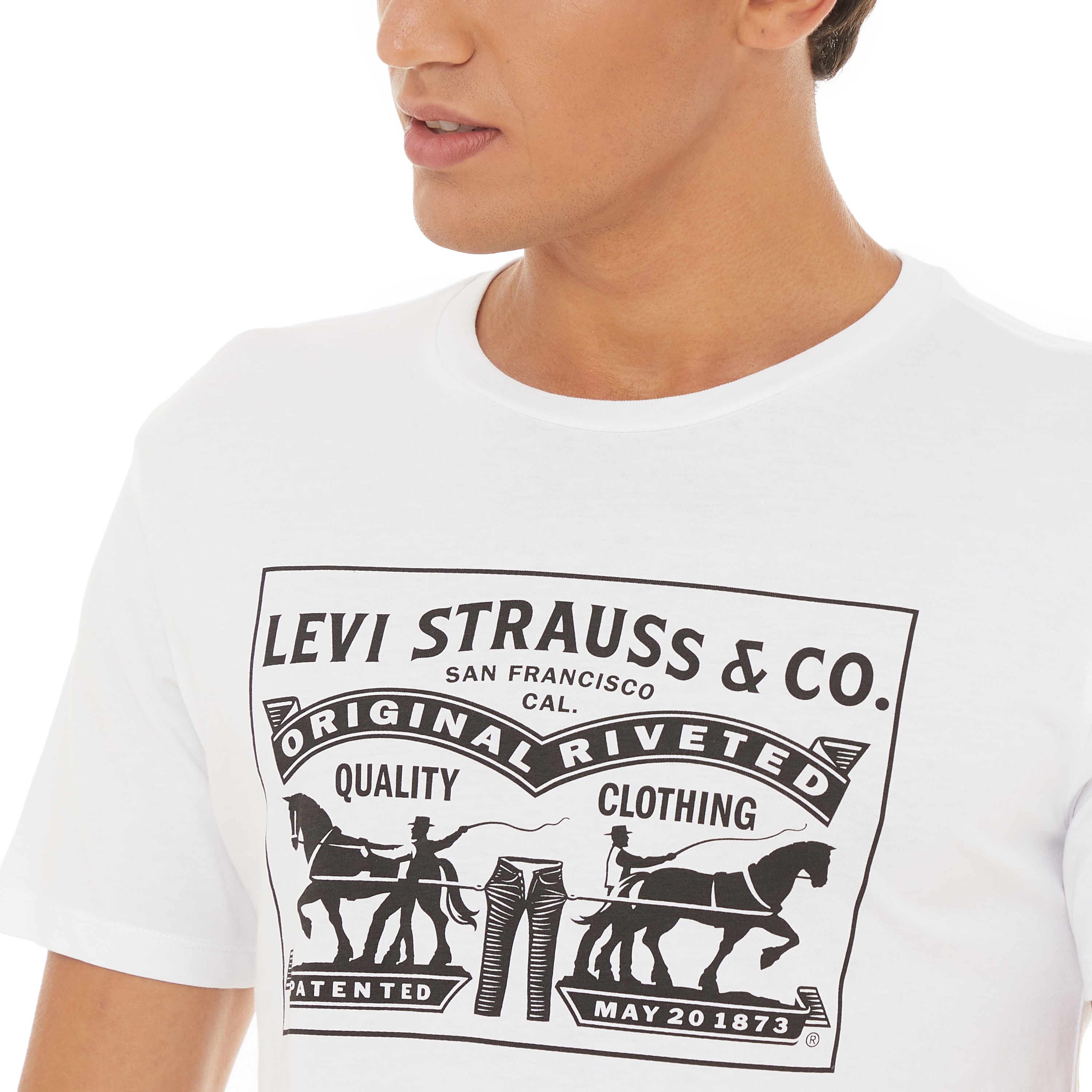 تي شيرت من ليفايز مع مطبوع بأكمام قصيرة و ياقة مستديرة مع لون ابیض للرجال-men-clothing-tshirtsandpolos-tshirts-image-4