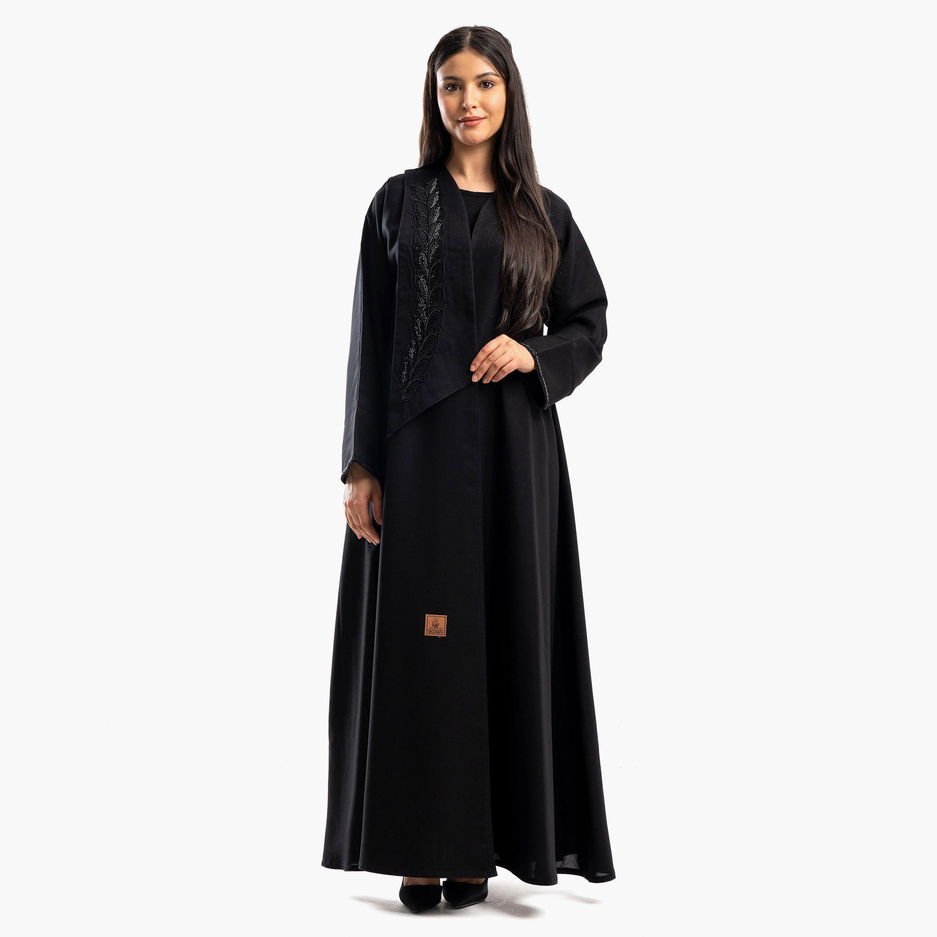 Zahiyh Embellished Black Women's Cloche Abaya with Tarha-women-arabicclothing-abayas-image-1