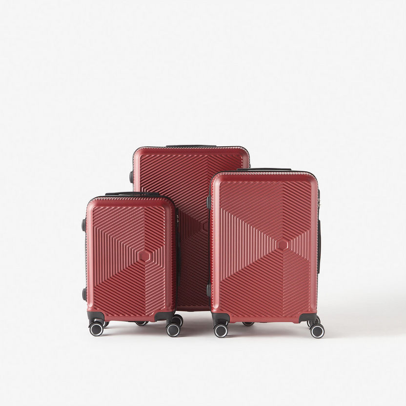 WAVE Textured Hardcase Luggage Trolley Bag with Wheels and Retractable Handle-Luggage-image-0