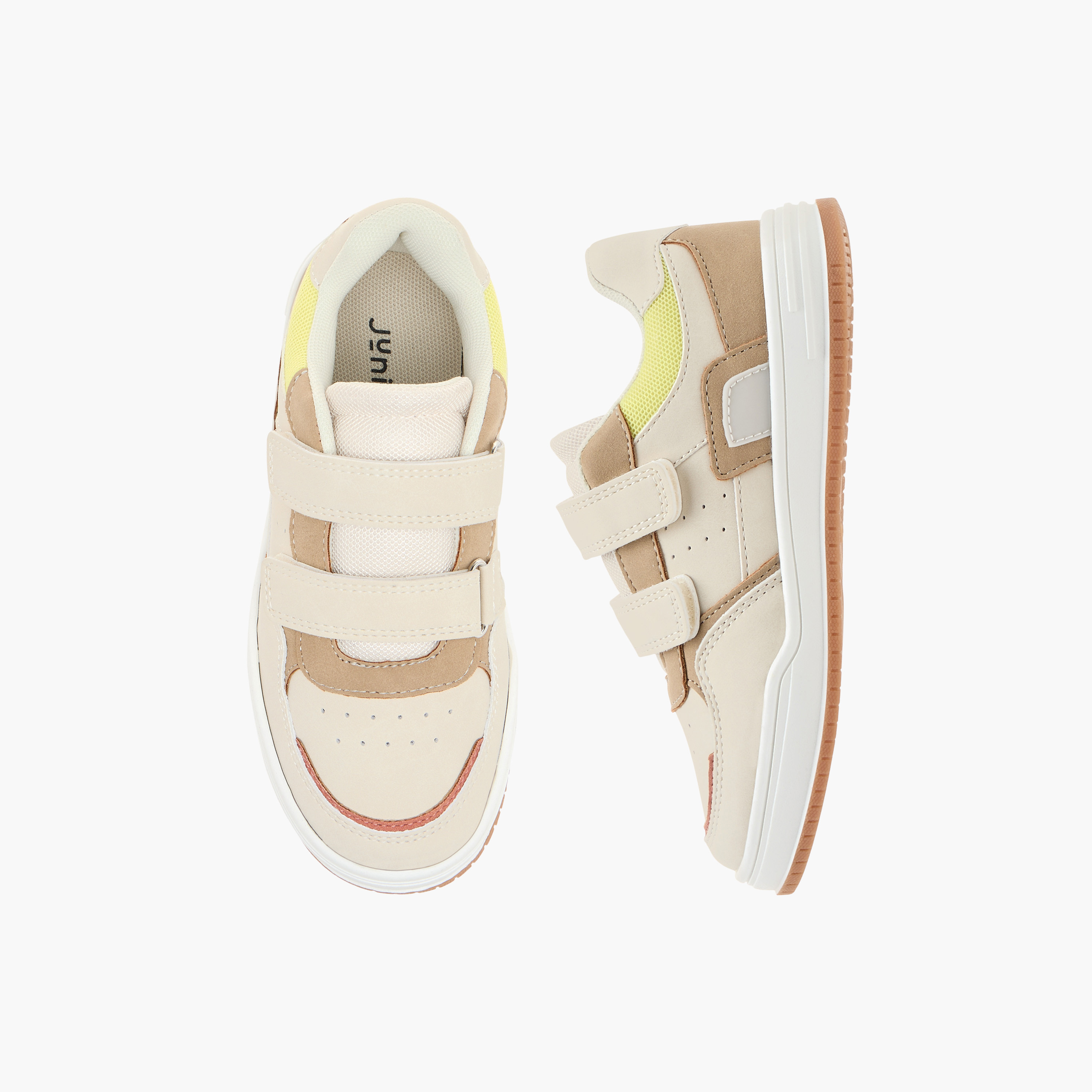 Juniors Panelled Sneakers with Hook and Loop Closure-boys-shoes-sneakers-image-1
