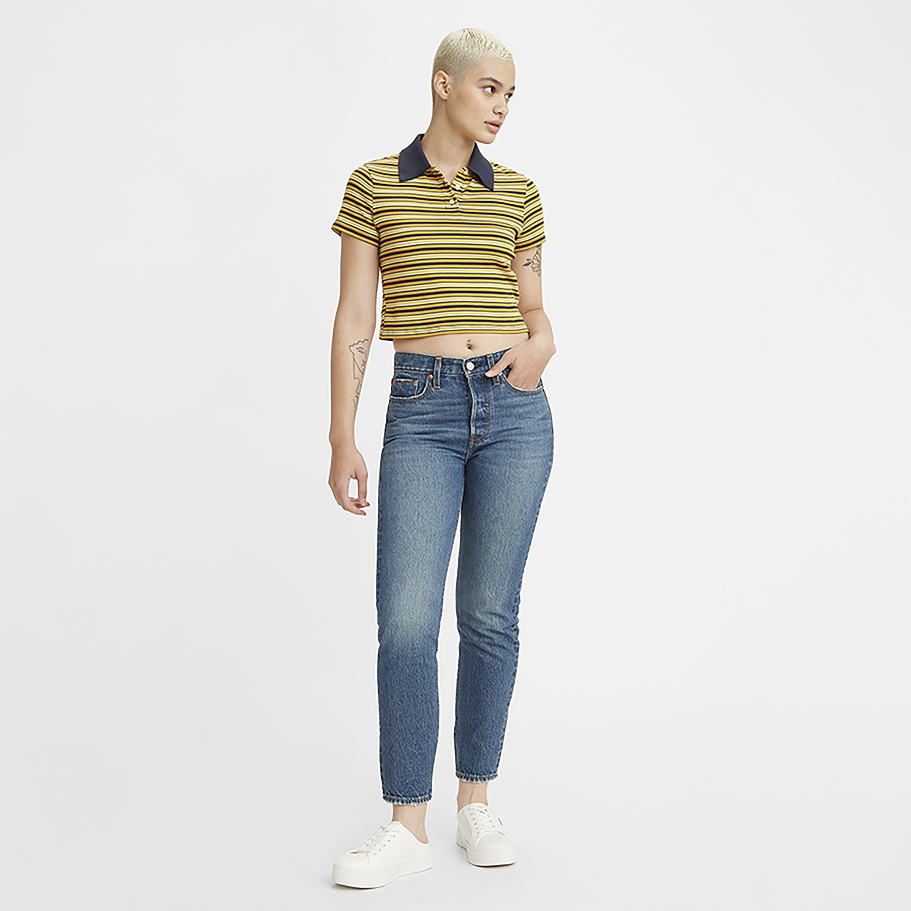 Levi's Tapered Fit Blue Plain Women's Jeans-women-clothing-bottoms-jeans-image-2