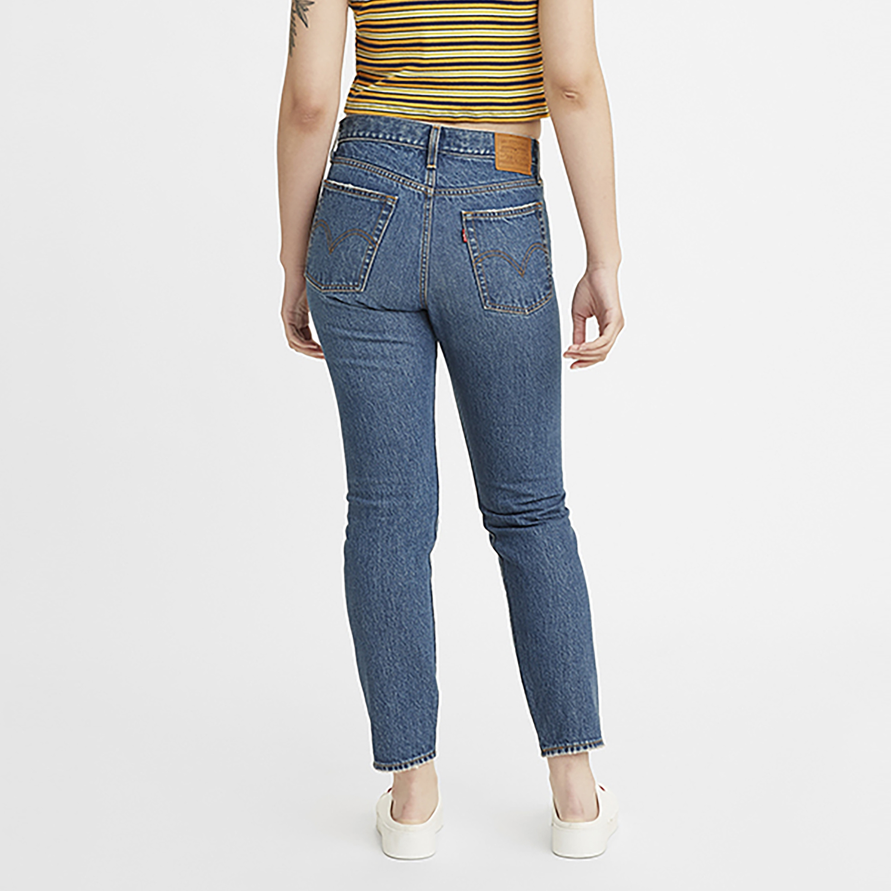 Levi's Tapered Fit Blue Plain Women's Jeans-women-clothing-bottoms-jeans-image-3