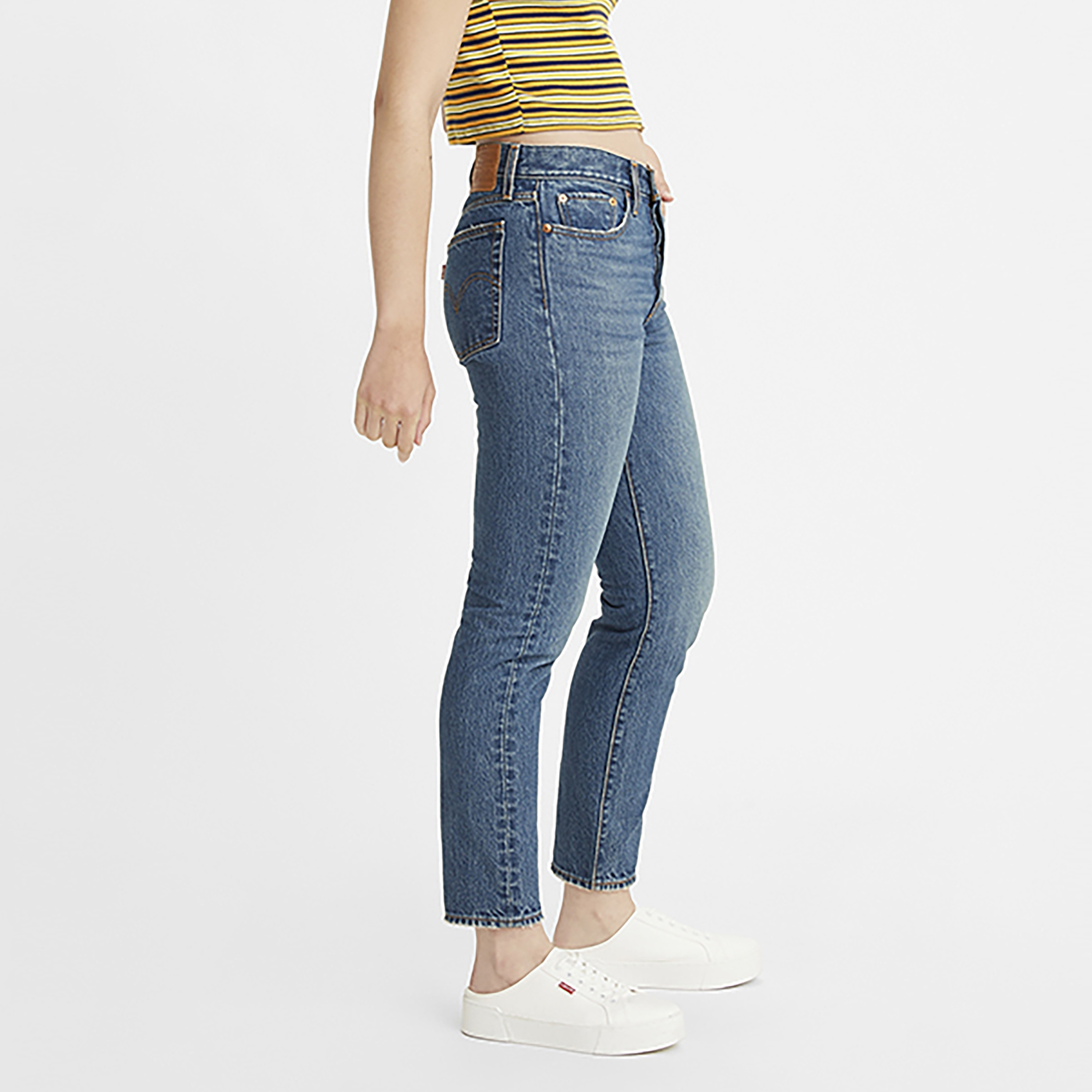 Levi's Tapered Fit Blue Plain Women's Jeans-women-clothing-bottoms-jeans-image-4