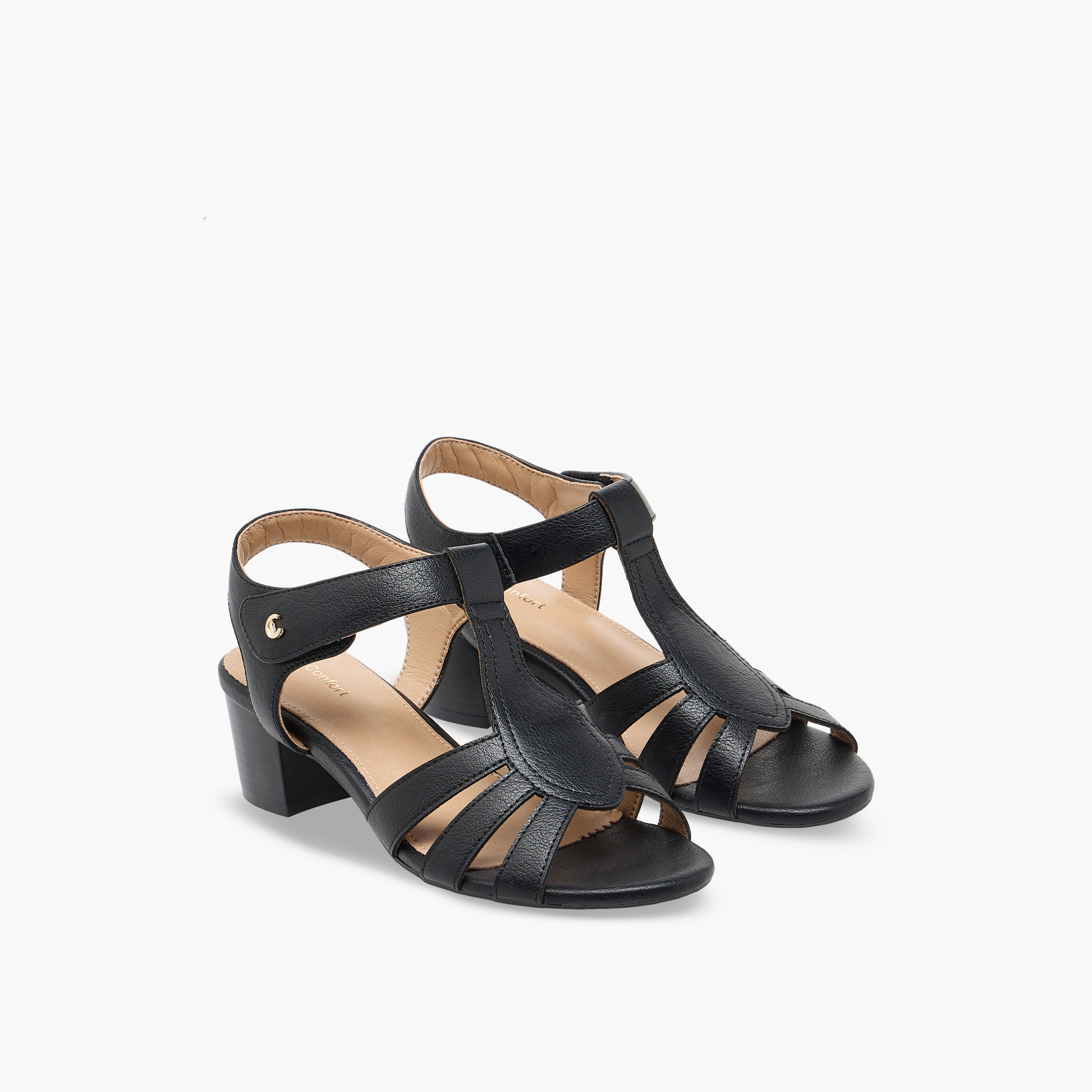 صندل بأحزمة وكعب سميك للنساء من لو كونفورت-women-shoes-sandals-heeled-image-1