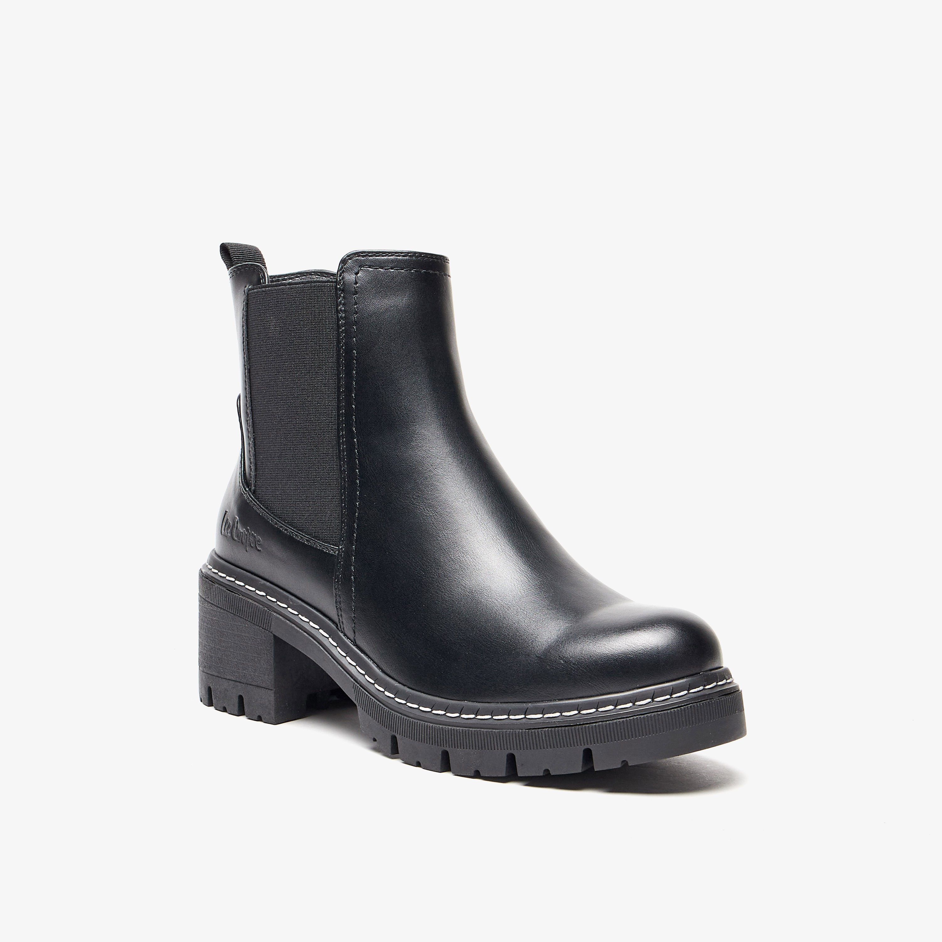 Lee Cooper Women's Solid Slip On Ankle Boots with Zip Closure-women-shoes-boots-image-6