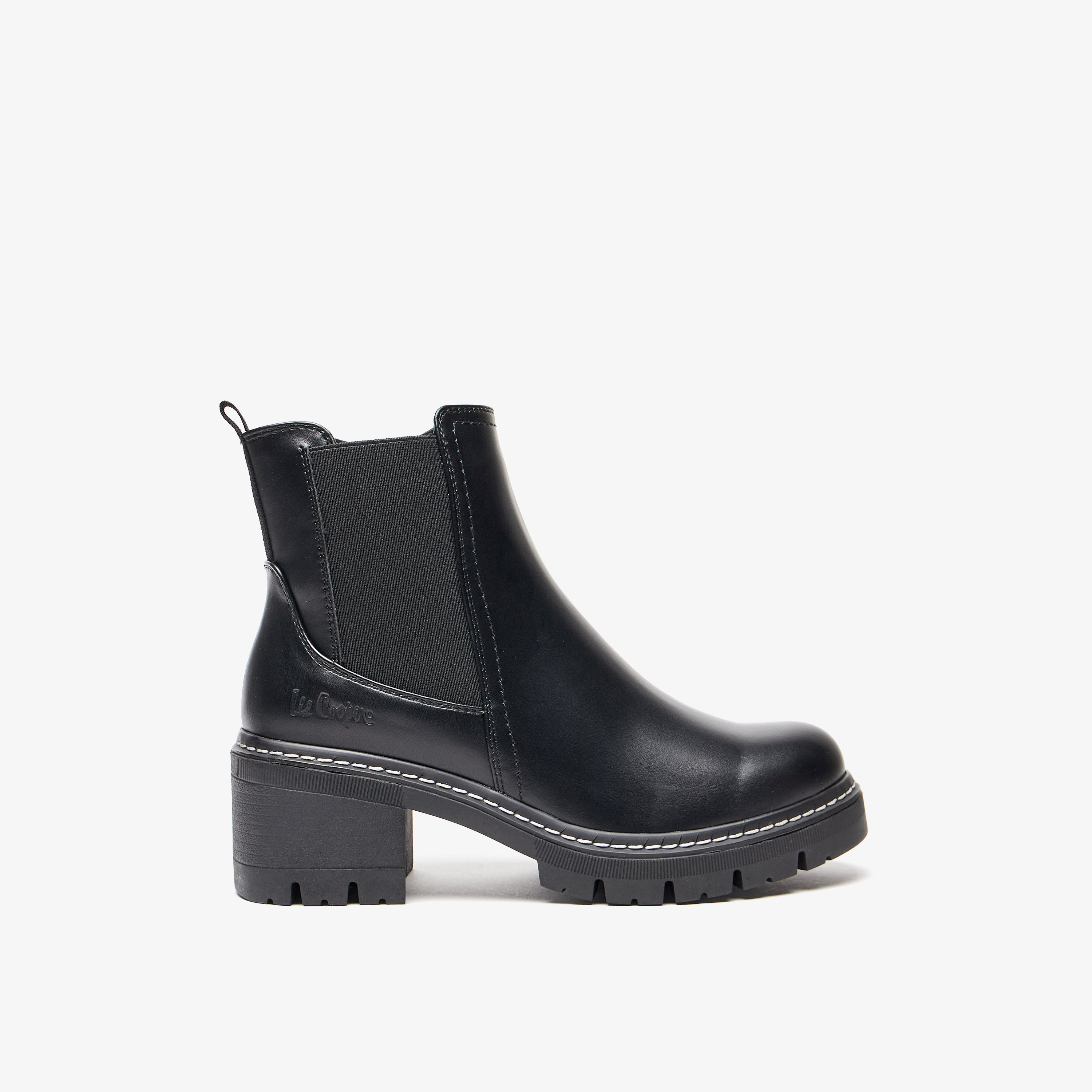 Lee Cooper Women's Solid Slip On Ankle Boots with Zip Closure-women-shoes-boots-image-8