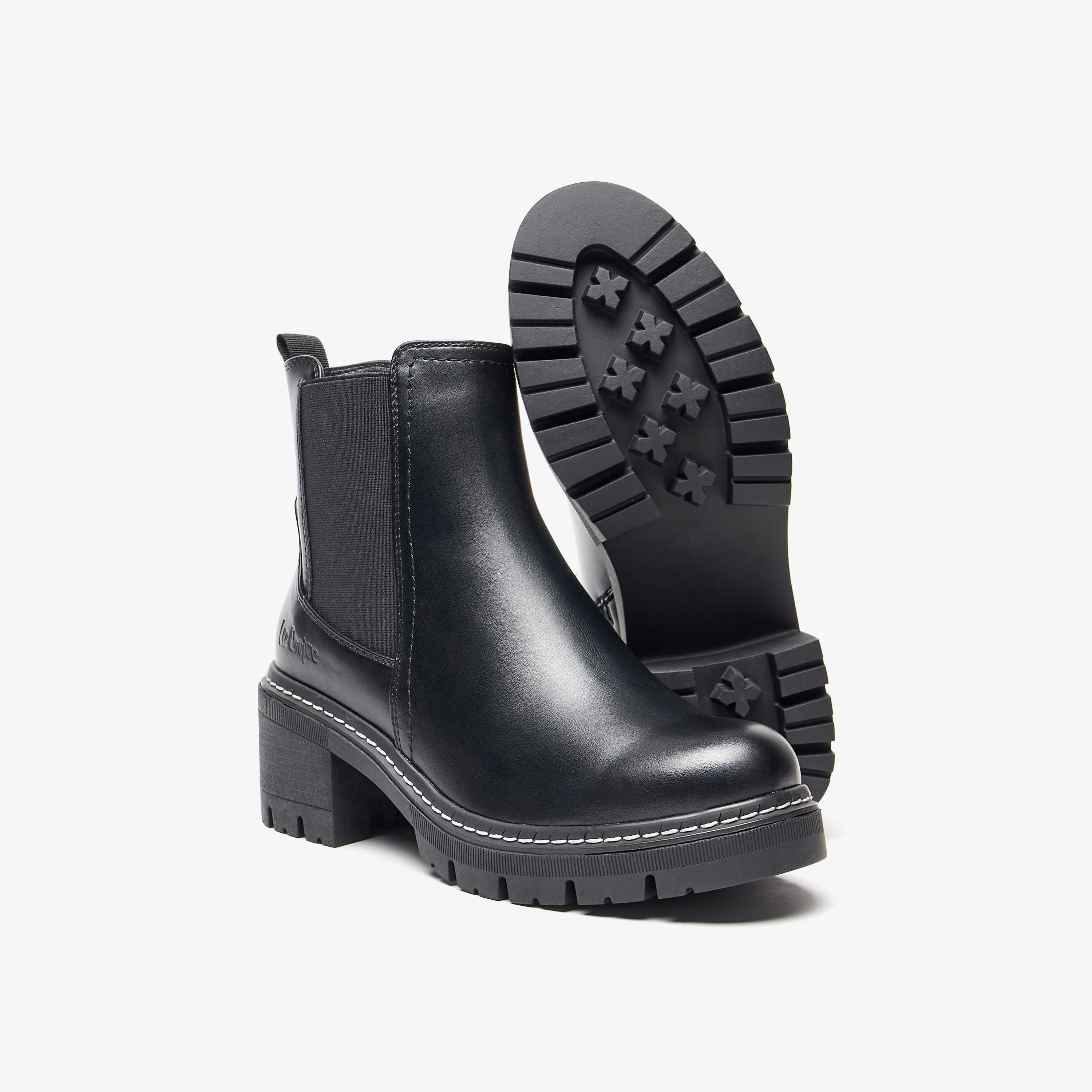 Lee Cooper Women's Solid Slip On Ankle Boots with Zip Closure-women-shoes-boots-image-9