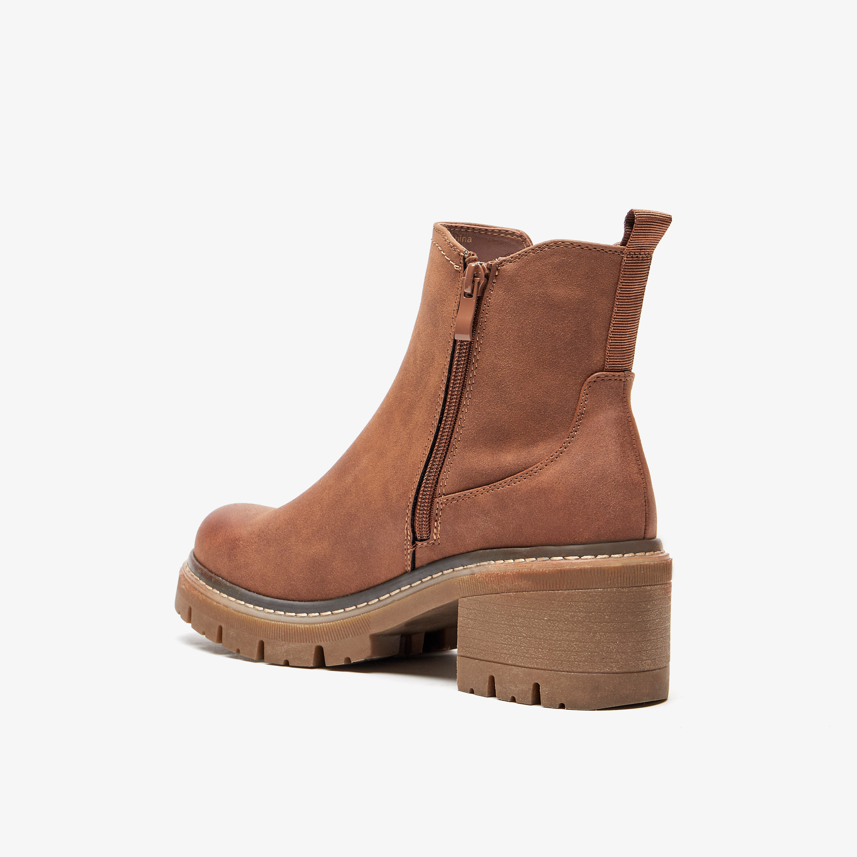 Lee Cooper Women's Solid Slip On Ankle Boots with Zip Closure-women-shoes-boots-image-2