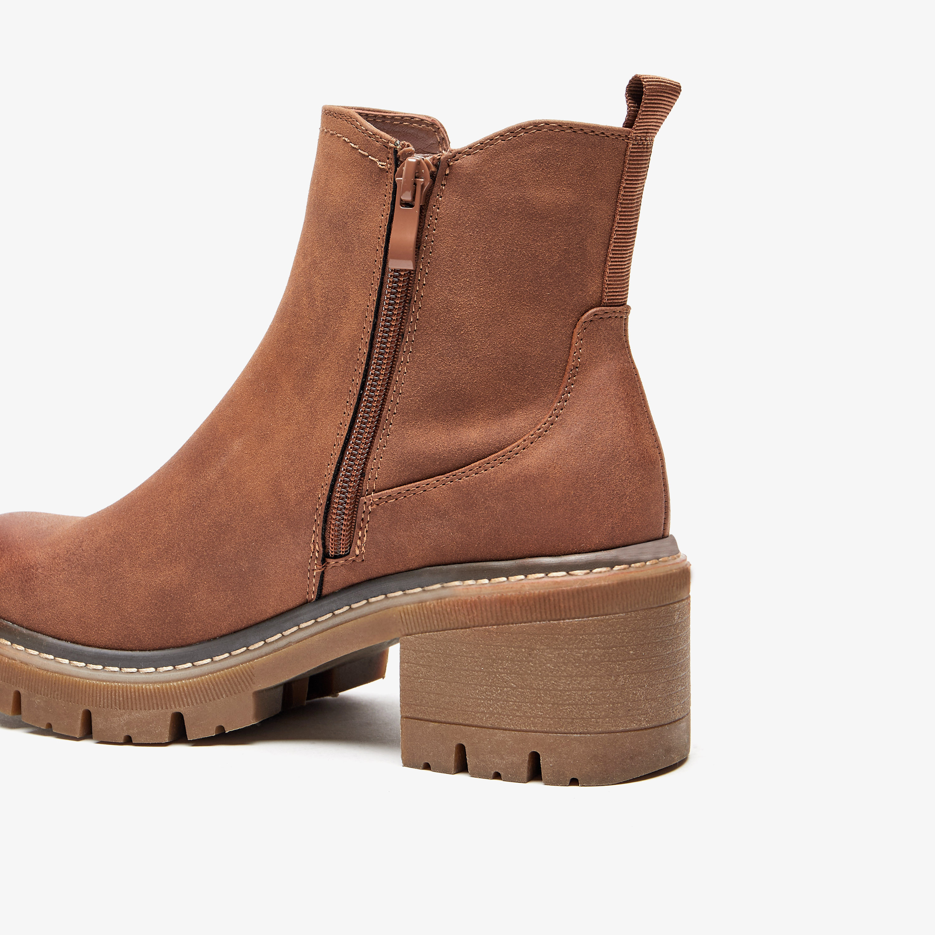 Lee Cooper Women's Solid Slip On Ankle Boots with Zip Closure-women-shoes-boots-image-5