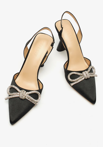 Celeste Women's Bow Embellished Slingback Stiletto Heels-Women%27s Heel Shoes-image-2