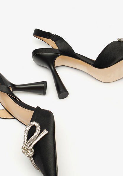 Celeste Women's Bow Embellished Slingback Stiletto Heels-Women%27s Heel Shoes-image-3