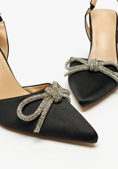 Celeste Women's Bow Embellished Slingback Stiletto Heels-Women%27s Heel Shoes-image-5