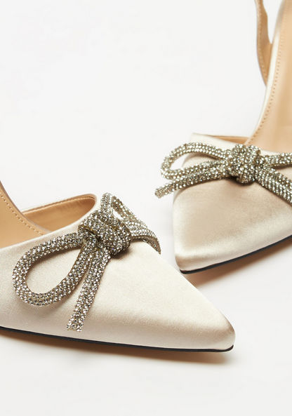 Celeste Women's Bow Embellished Slingback Stiletto Heels-Women%27s Heel Shoes-image-3