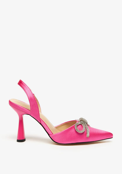 Celeste Women's Bow Embellished Slingback Stiletto Heels-Women%27s Heel Shoes-image-1
