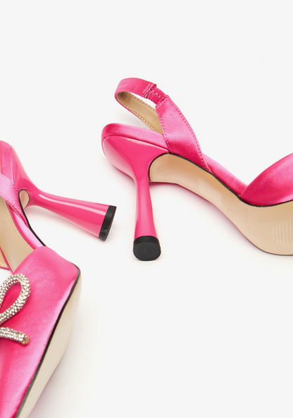 Celeste Women's Bow Embellished Slingback Stiletto Heels-Women%27s Heel Shoes-image-5