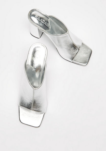 Haadana Metallic Slip-On Sandals with Block Heel