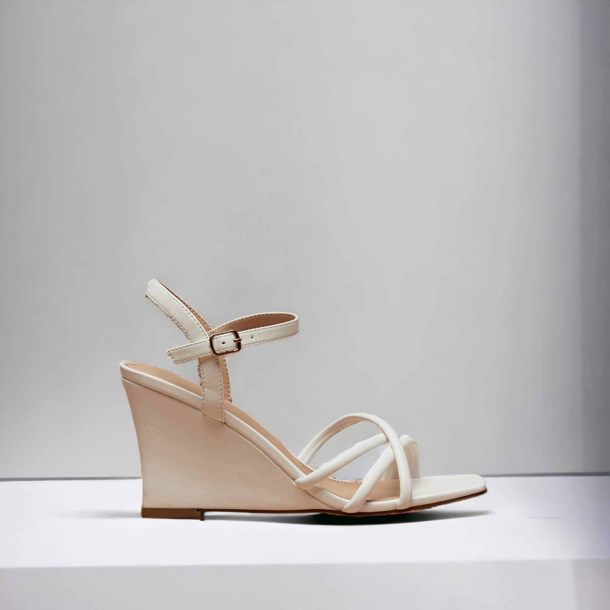 Womens white sale wedge heel sandals