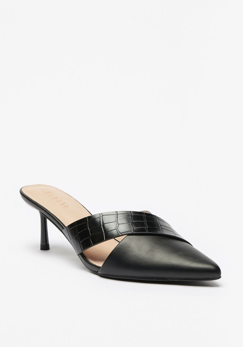 Celeste Women's Textured Slip-On Sandals with Stiletto Heels-Women%27s Heel Shoes-image-0