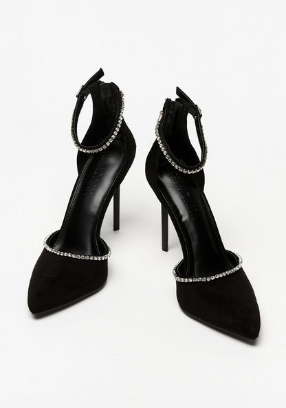Haadana Embellished Ankle Strap Pointed Shoe with Stiletto Heels-Women%27s Heel Shoes-image-1