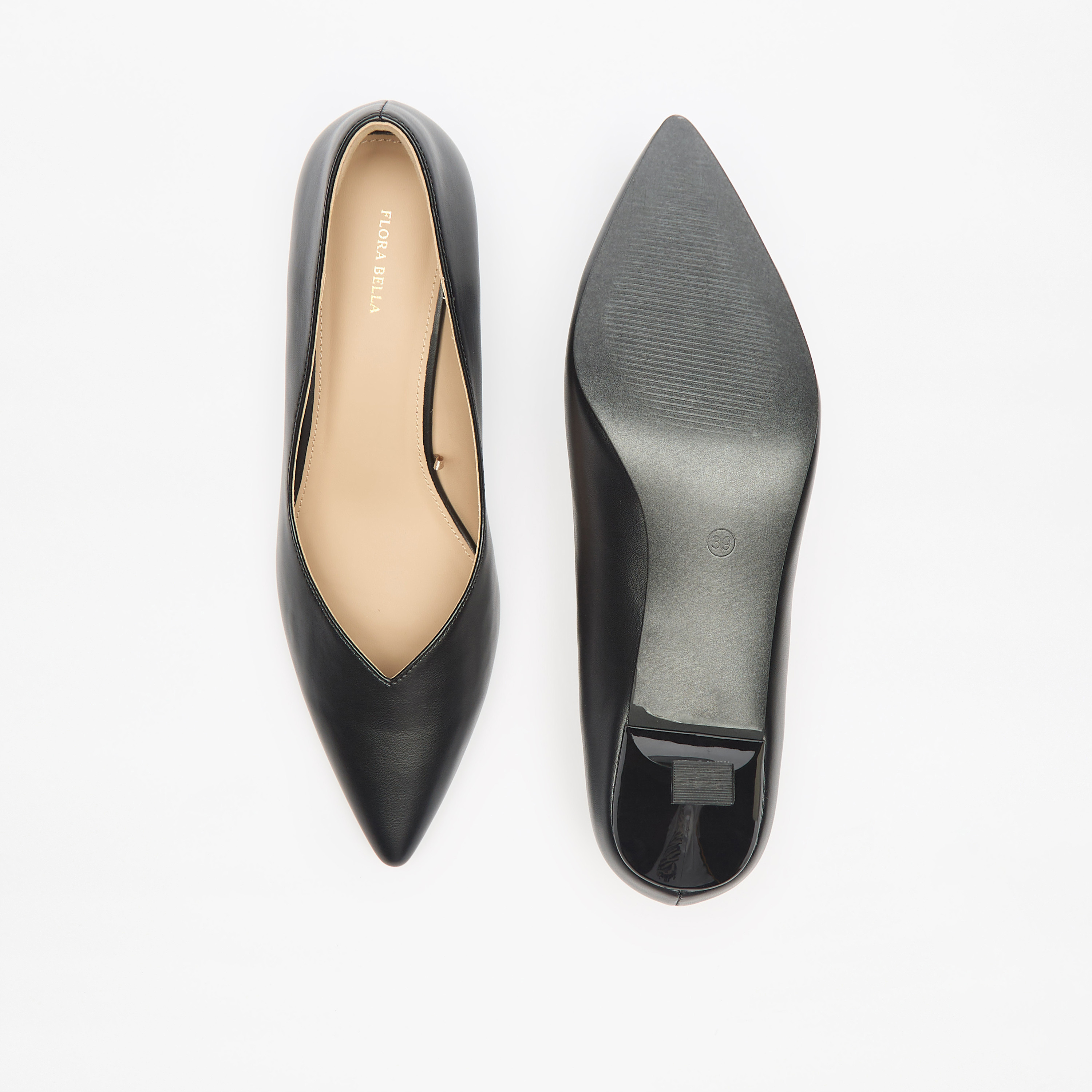 حذاء كلاسيكي سادة سهل الارتداء بكعب صغير من فلورا بيلا-women-shoes-heels-image-4