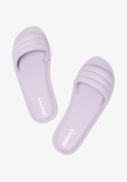 Missy Quilted Open Toe Slip-On Slide Slippers