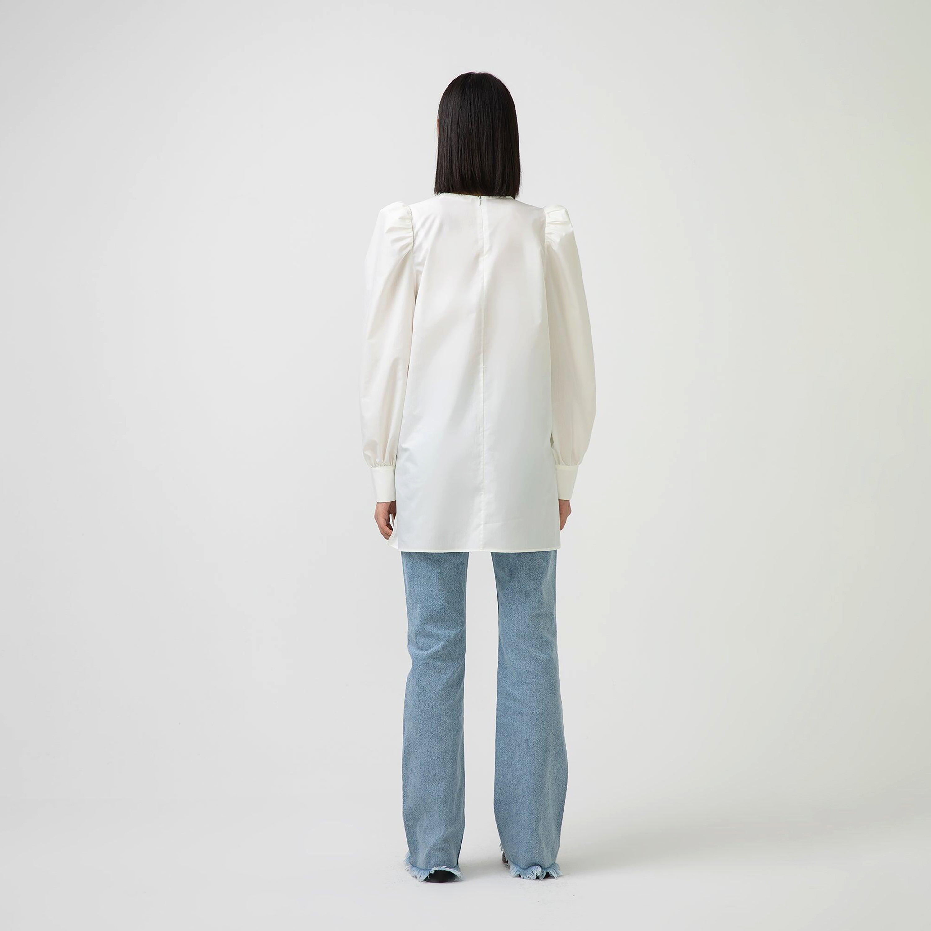 Touche Prive Plain Round Neck Long Sleeves Tunic with Back Zip Closure-women-clothing-shirtsandblouses-blouses-image-4