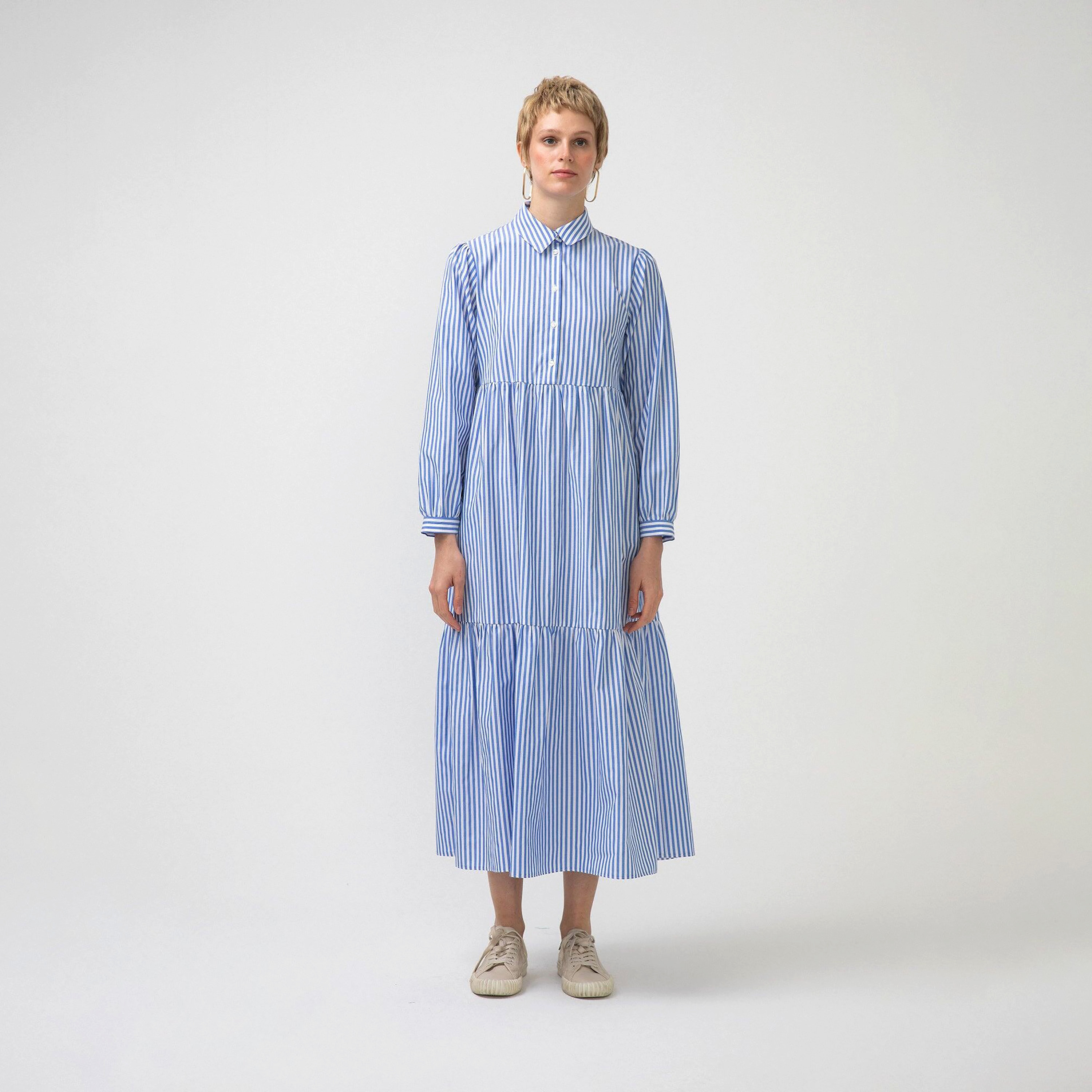 فستان ماكسي قميص مع مخطط ذو ياقة من توش بريف-women-clothing-dresses-image-1