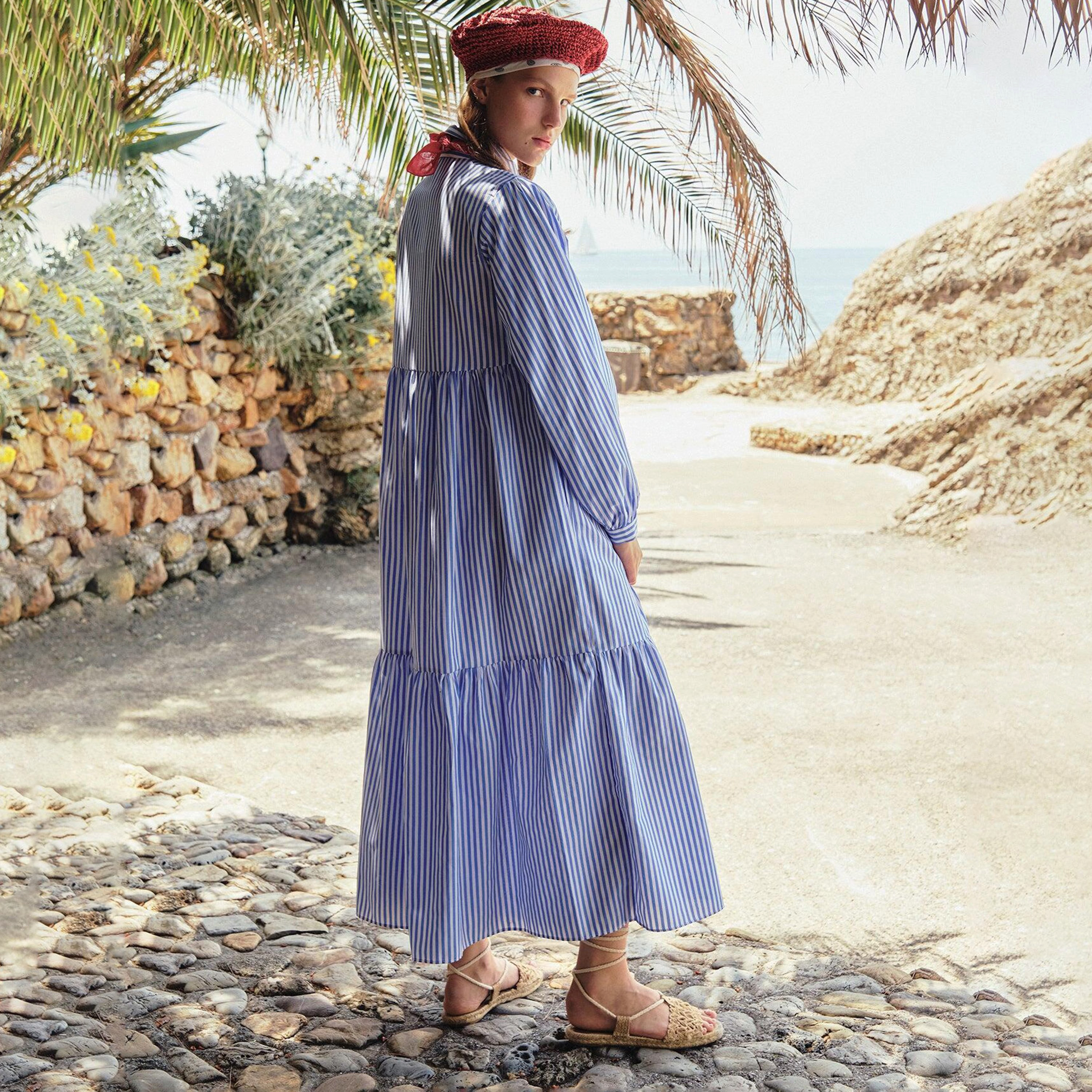 فستان ماكسي قميص مع مخطط ذو ياقة من توش بريف-women-clothing-dresses-image-4