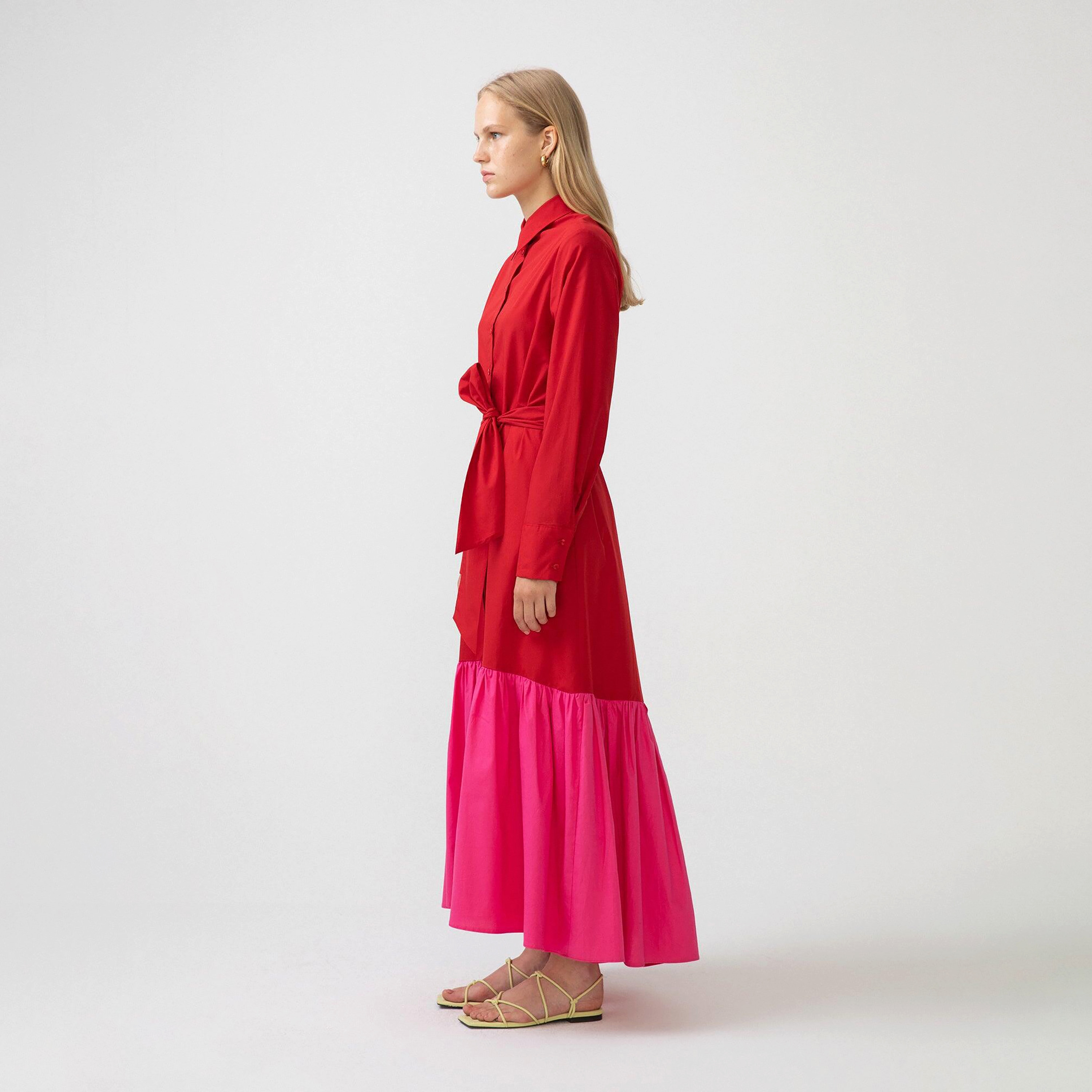 فستان ماكسي قميص مع كلر بلوكد ذو ياقة من توش بريف-women-clothing-dresses-image-2