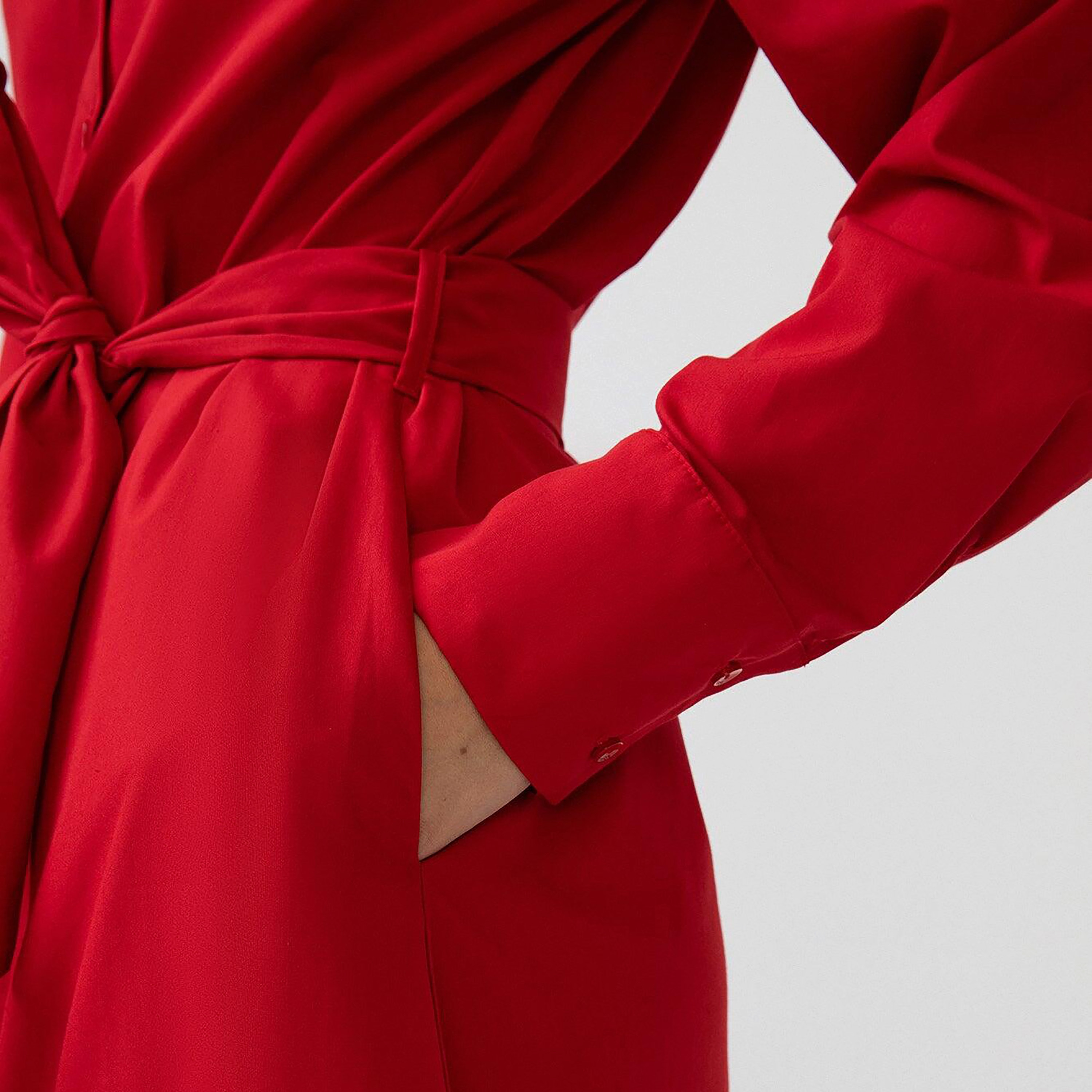 فستان ماكسي قميص مع كلر بلوكد ذو ياقة من توش بريف-women-clothing-dresses-image-3