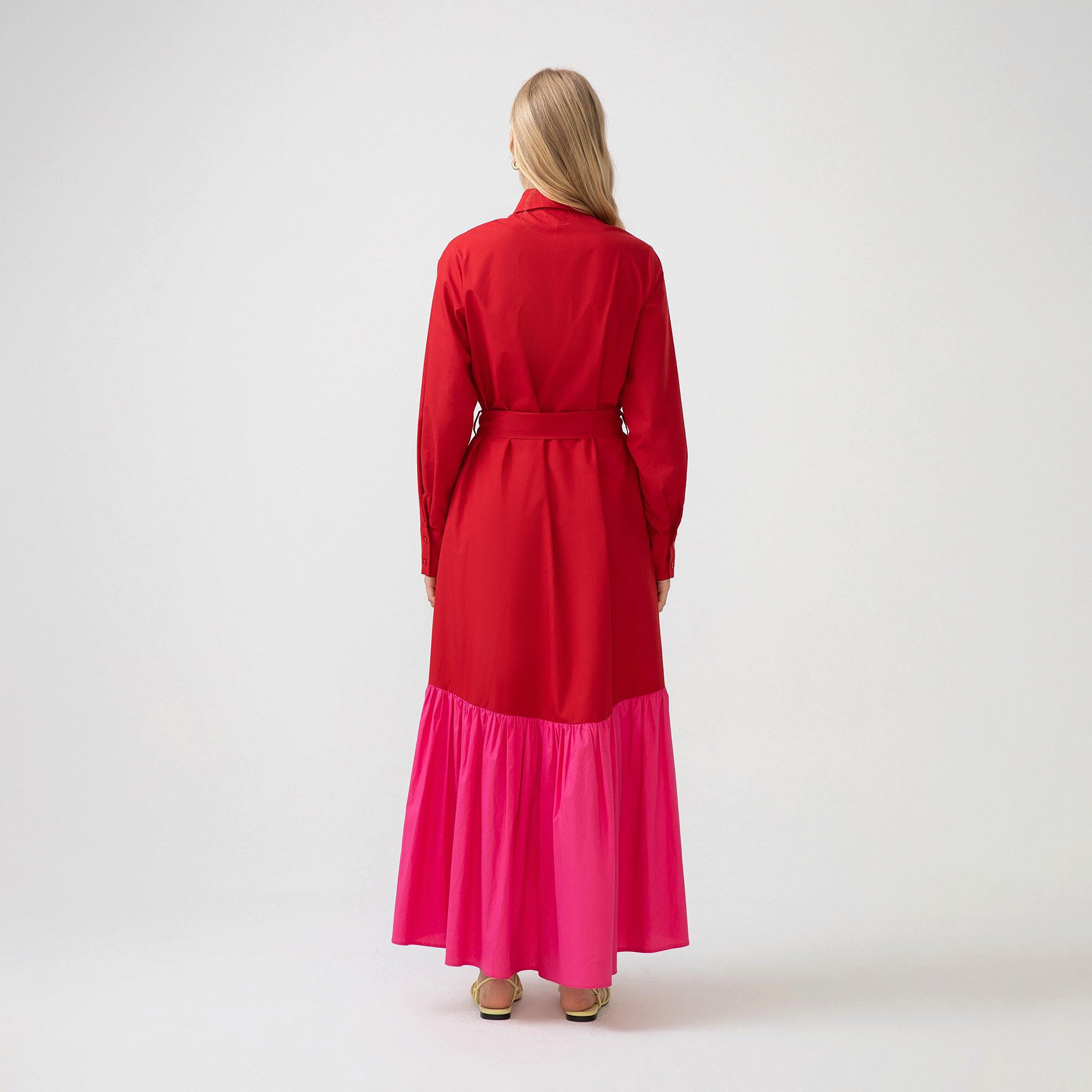 فستان ماكسي قميص مع كلر بلوكد ذو ياقة من توش بريف-women-clothing-dresses-image-4