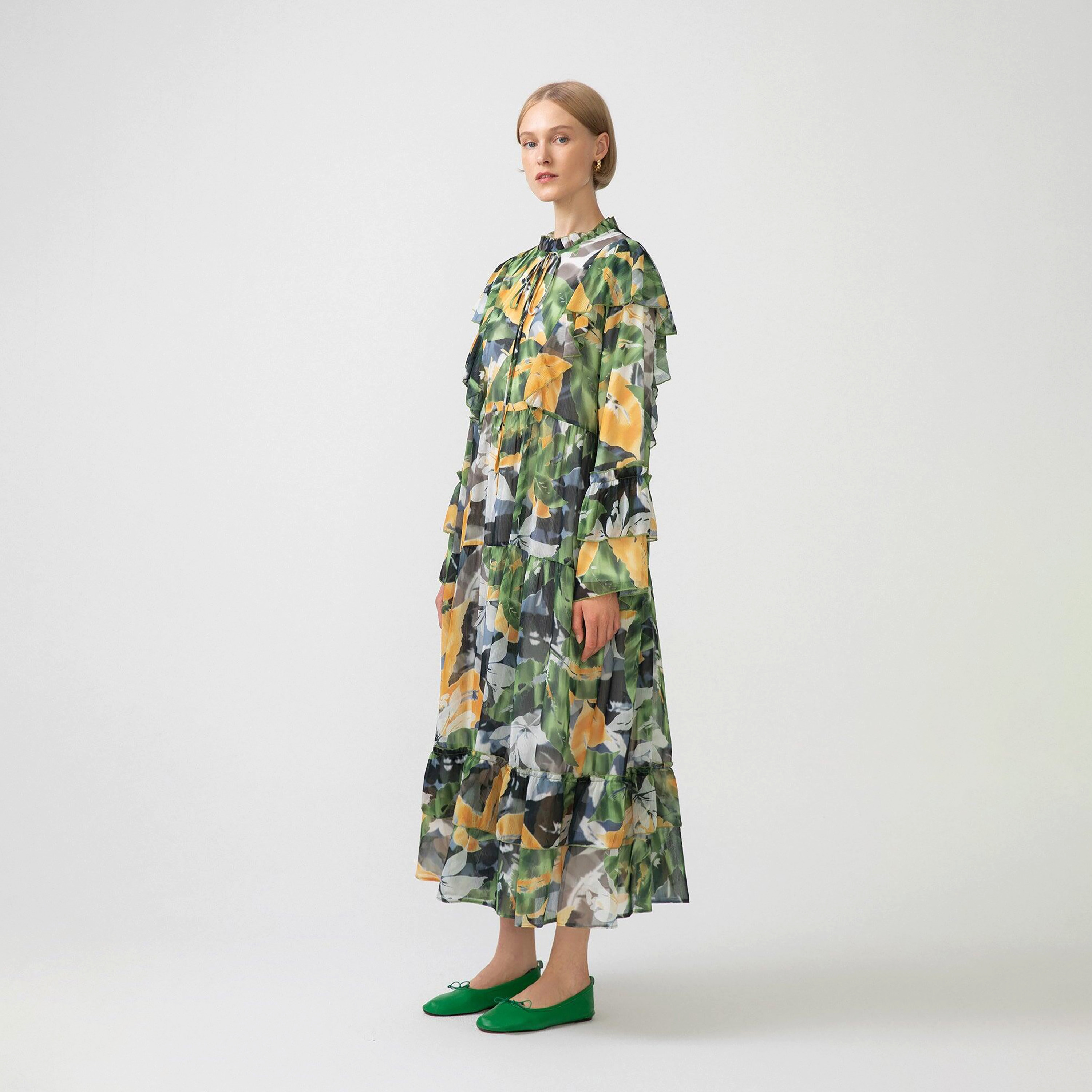 Touche Prive Printed Ruffled Neck Maxi Dress-women-clothing-dresses-image-2