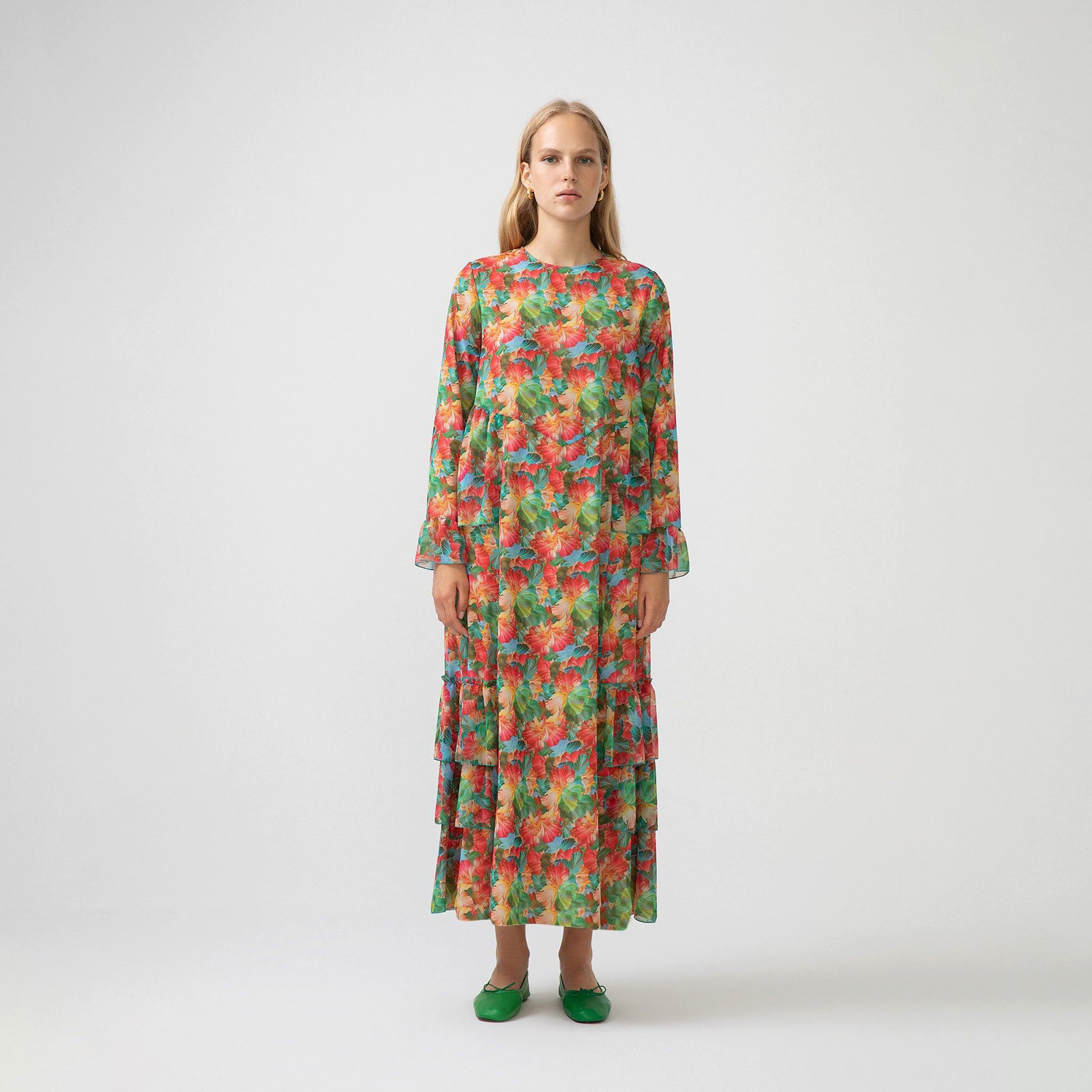 فستان ماكسي بياقة دائرية مع زھور من توش بريف-women-clothing-dresses-image-1