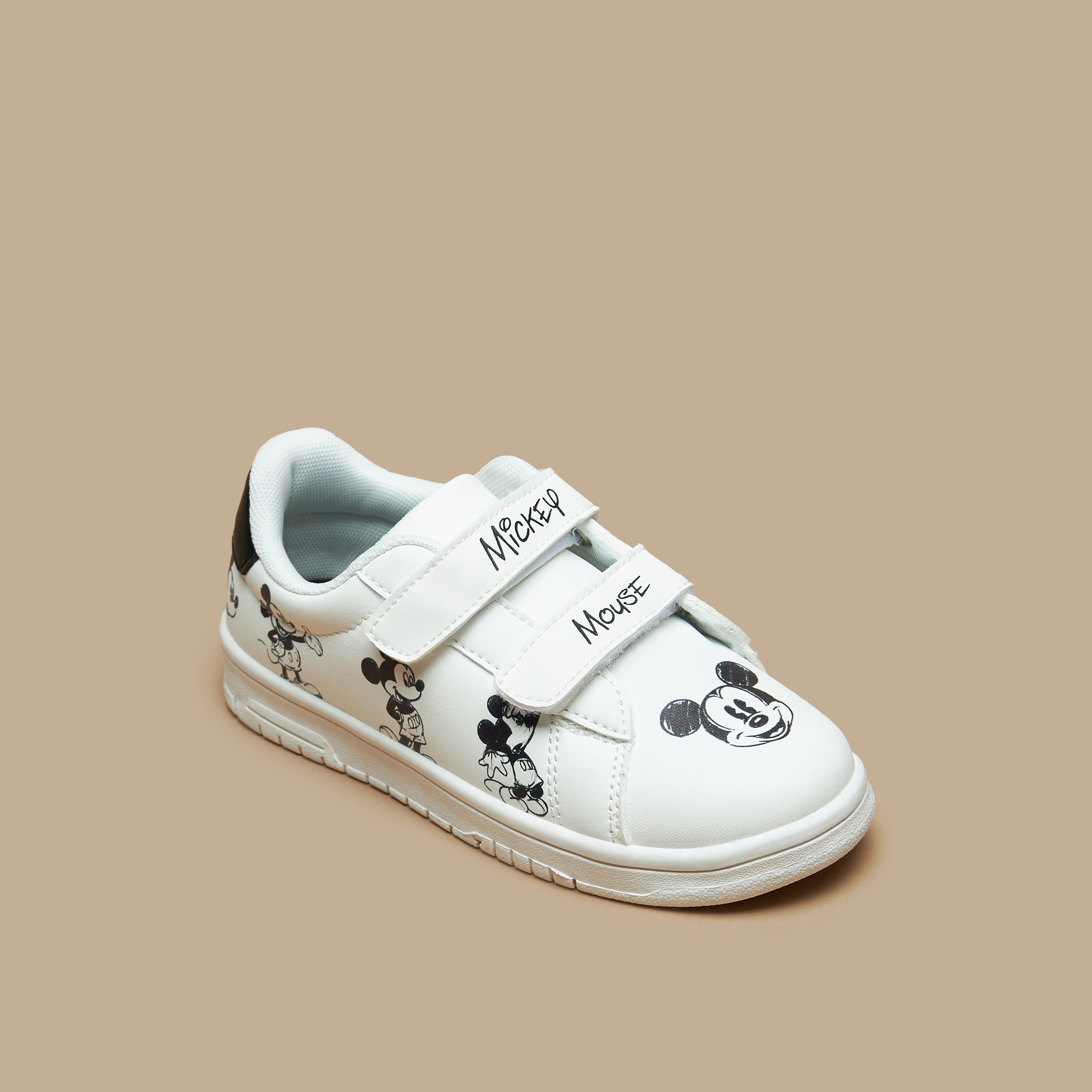 Buy Mickey Mouse Print Sneakers with Hook and Loop Closure Online