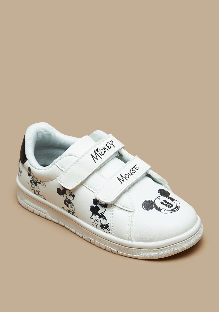 Mickey Mouse Print Sneakers with Hook and Loop Closure-Boy%27s Sneakers-image-0