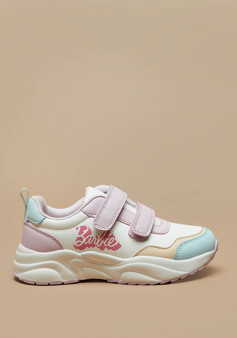 Barbie Print Sneakers with Hook and Loop Closure-Girl%27s Sneakers-image-2