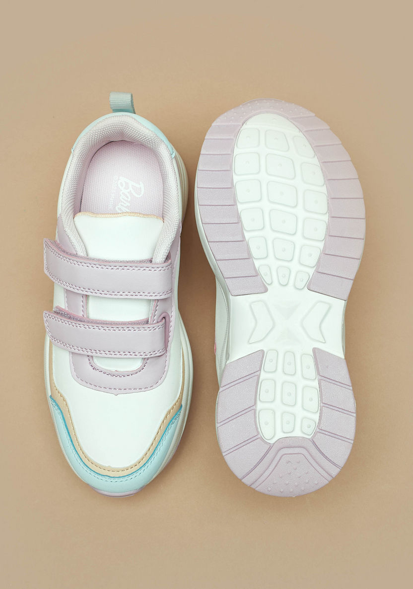 Barbie Print Sneakers with Hook and Loop Closure-Girl%27s Sneakers-image-3