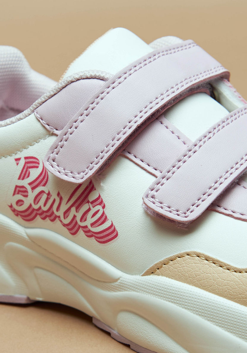 Barbie Print Sneakers with Hook and Loop Closure-Girl%27s Sneakers-image-4
