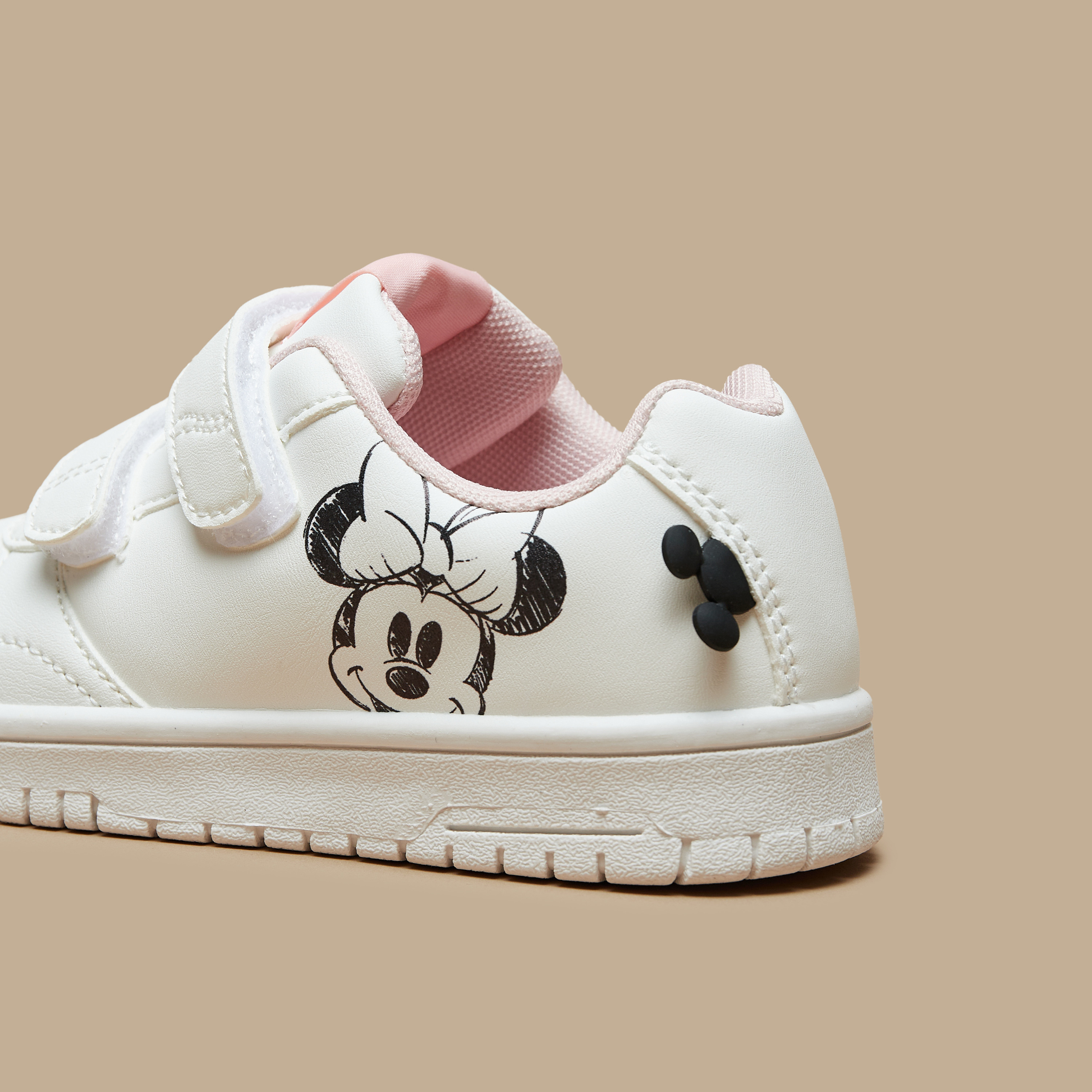 Buy Disney Minnie Mouse Print Sneakers with Hook and Loop Closure