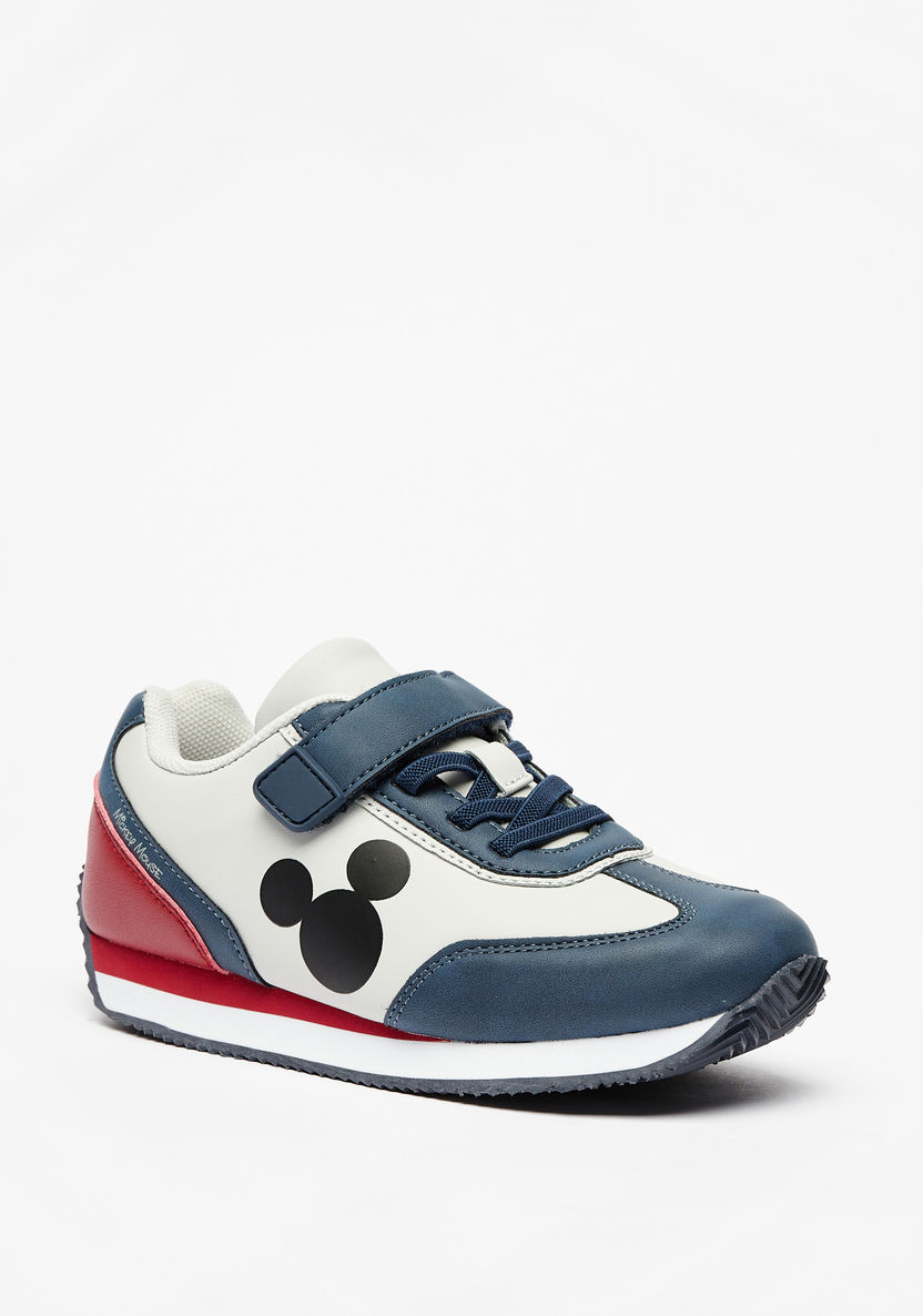 Disney Mickey Mouse Colourblock Sneakers with Hook and Loop Closure-Boy%27s Sneakers-image-0