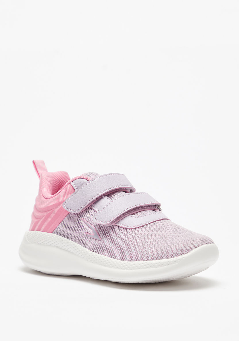 Dash Textured Sneakers with Hook and Loop Closure-Girl%27s School Shoes-image-0