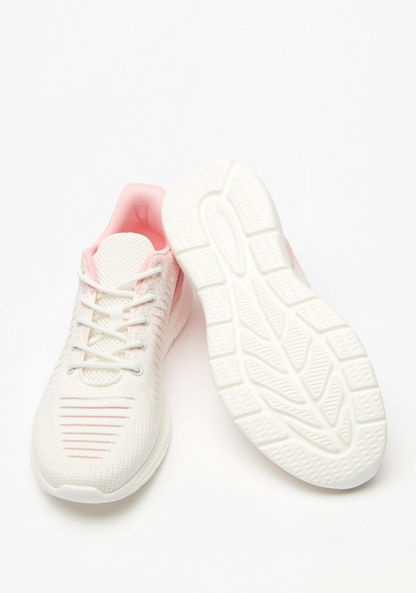 Dash Ribbed Textured Walking Shoes with Lace-Up Closure-Women%27s Sports Shoes-image-3