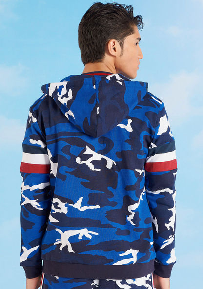 Iconic Slim Fit Printed Jacket with Long Sleeves and Hood