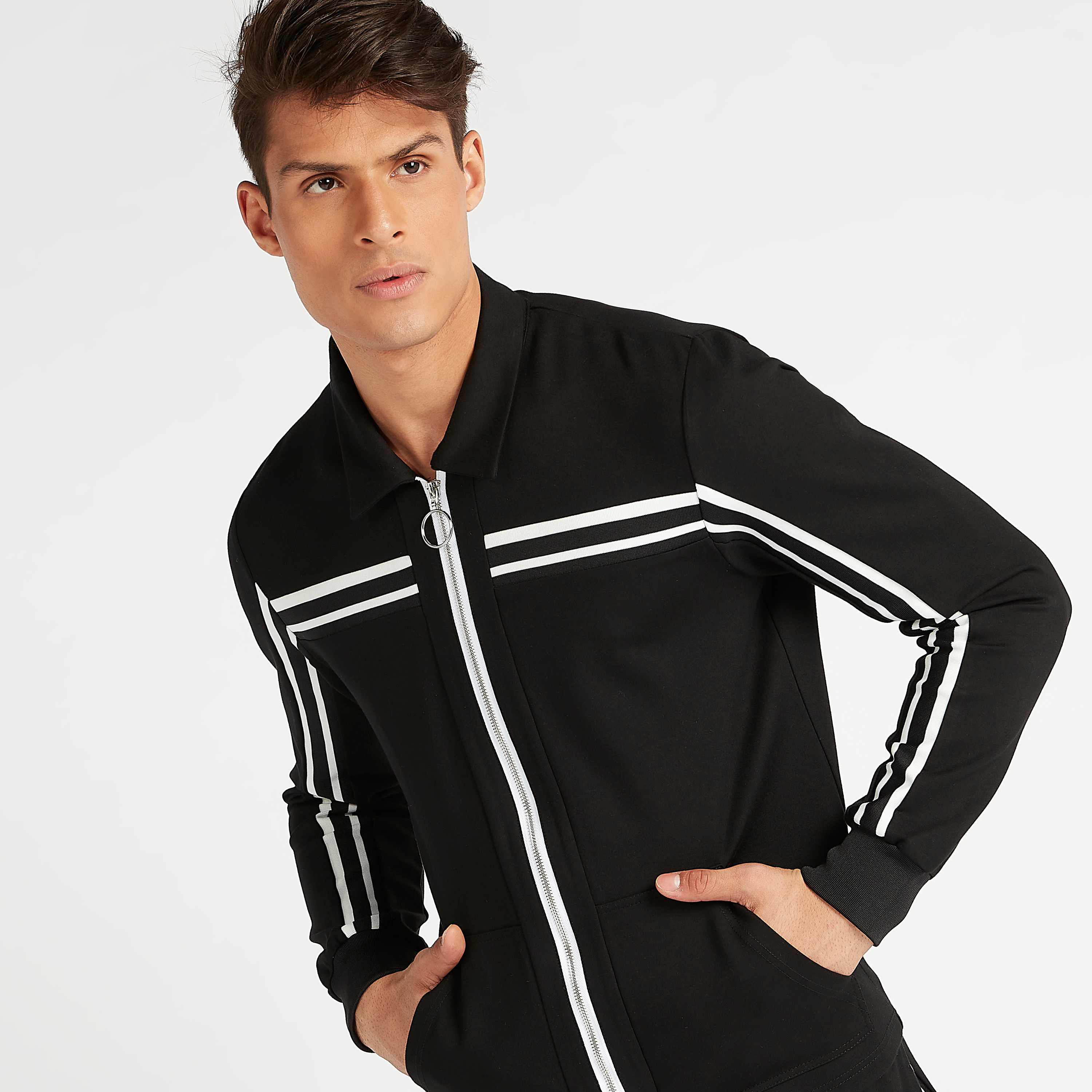 Shop Sustainable Iconic Zip Through Jacket with Stripe