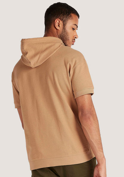 Iconic Hooded Sweatshirt with Kangaroo Pocket and Short Sleeves-Hoodies and Sweatshirts-image-3