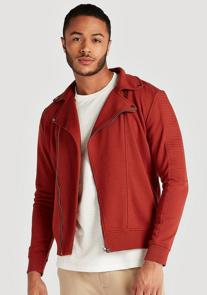 Iconic Solid Zip Through Lightweight Jacket with Long Sleeves